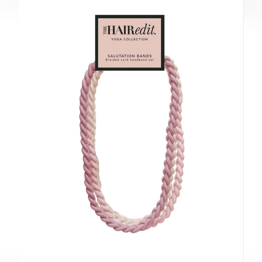 The Hair Edit Pink and Cream Braided Headband Set Nwt
